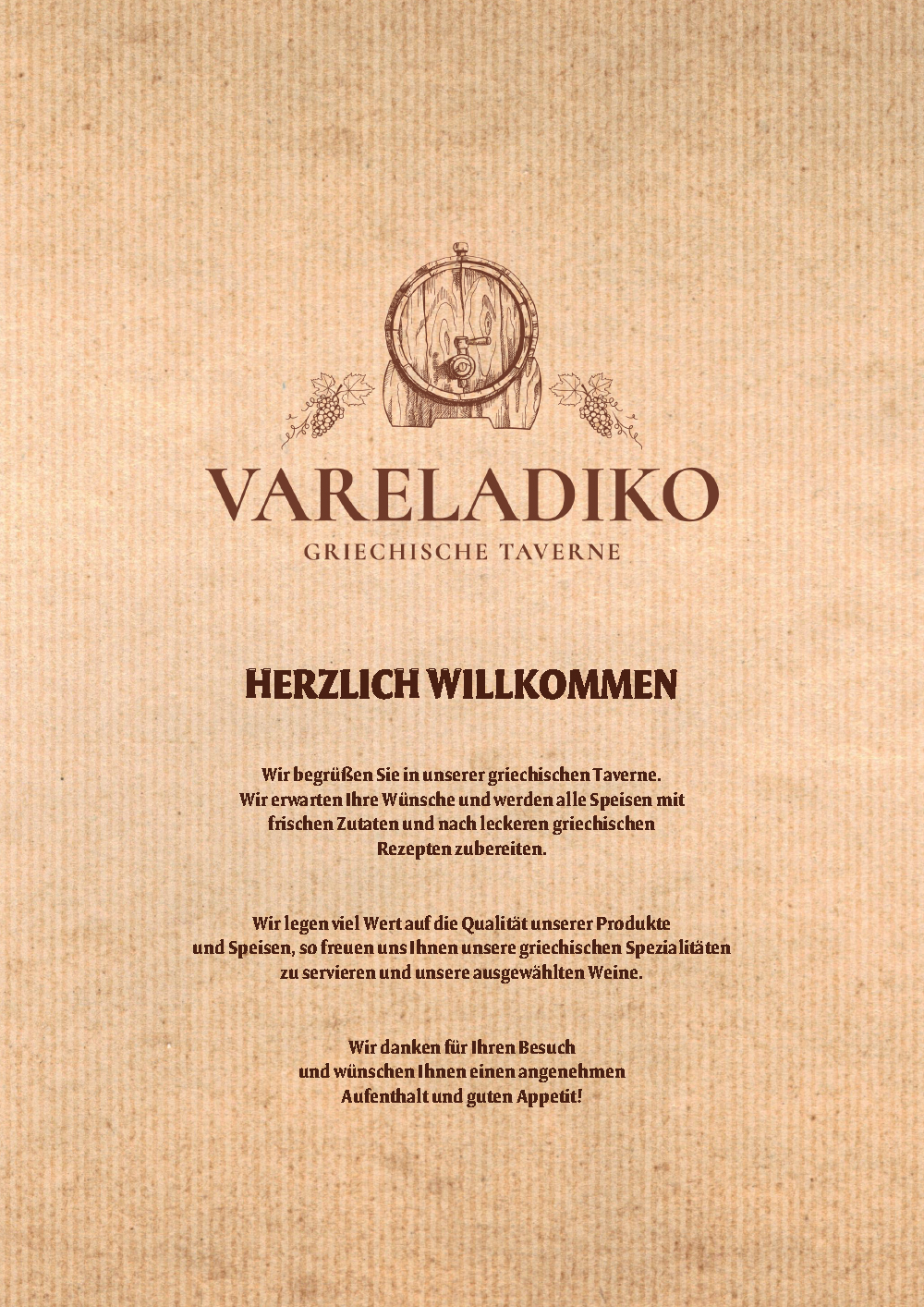 Vareladiko Griechische Taverne Berlin - Charlottenburg Speisekarte
